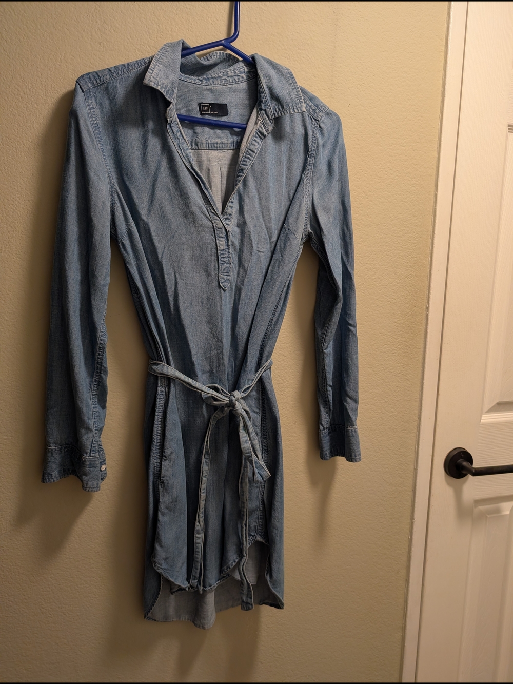 GAP Light Blue Denim Long-Sleeve Shirt Dress